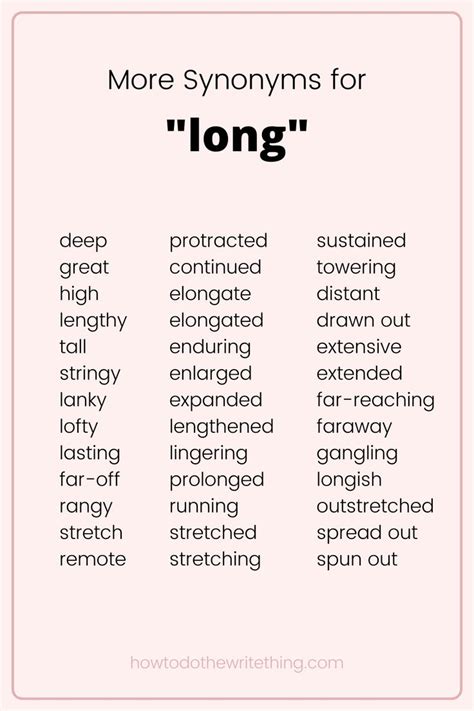 having a greater length than desirable or necessary. . Longest synonym